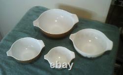 Vintage Cindarella Pyrex mixing bowl set 4 Early American 441,442,443,444 EUC