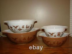 Vintage Cinderella PYREX Early American Ovenware Nesting MIXING BOWLS SET Of 4