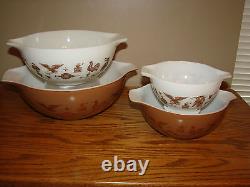 Vintage Cinderella PYREX Early American Ovenware Nesting MIXING BOWLS SET Of 4