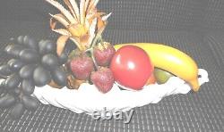 Vintage & Classical Milk Glass Fruit Bowl With Artificial Fruit