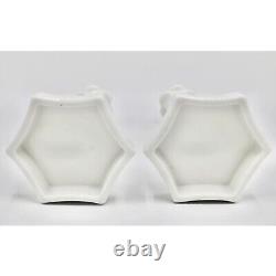 Vintage Coastal White Milk Glass Dolphin Form Candlesticks