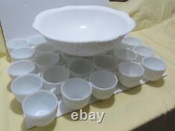 Vintage Concord Milk Glass 29 Cups By McKee Pressed Glass NO PUNCH BOWL BROKEN