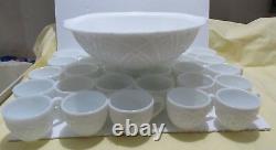 Vintage Concord Milk Glass 29 Cups By McKee Pressed Glass NO PUNCH BOWL BROKEN