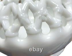 Vintage Dancing Sailor Deorative Bowl Serving Candy Dish White Milk Glass Lace