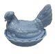 Vintage Delphite Periwinkle Blue Milk Glass Hen On Nest Lidded Candy Dish