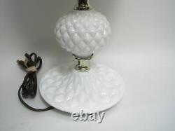 Vintage Diamond Quilted White Milk Glass Hurricane Lamp 15.5 Tall