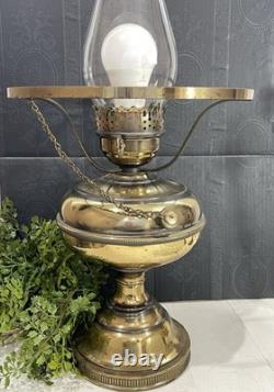 Vintage Diamond Quilted White Milk Glass Hurricane Lamp 20 In Brass Tested Works