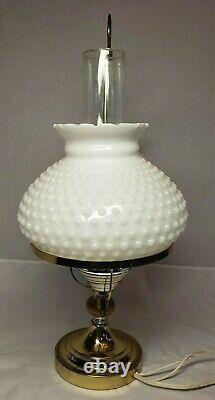 Vintage Double Arm Hobnail Shades White Milk Glass Student Desk Table Lamp