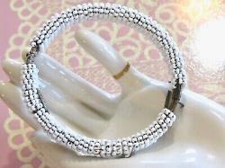 Vintage Early Miriam Haskell White Milk Glass Seed Bead Filigree Bangle Bracelet