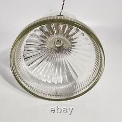 Vintage Electric Hobnail Milk Glass & Clear Glass Hurricane Lamp With Brass Acce