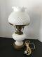 Vintage Electric Hurricane Lamp Hobnail Fenton White Milk Glass 15 Mid Century