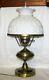 Vintage Electric Lamp Metal / Moon & Stars White Milk Glass Shade & Lamp Globe