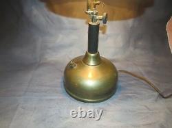 Vintage Electrified Steampunk Brass Tilley Lamp with Heavy Milk Glass Shade