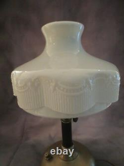 Vintage Electrified Steampunk Brass Tilley Lamp with Heavy Milk Glass Shade