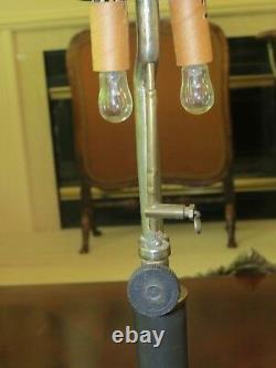 Vintage Electrified Steampunk Brass Tilley Lamp with Heavy Milk Glass Shade