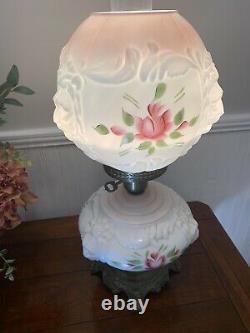 Vintage Embossed Milk Glass 3 Way Gone with the Wind Lamp