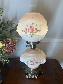 Vintage Embossed Milk Glass 3 Way Gone with the Wind Lamp