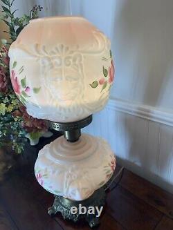 Vintage Embossed Milk Glass 3 Way Gone with the Wind Lamp