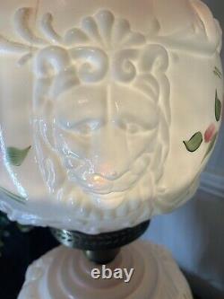 Vintage Embossed Milk Glass 3 Way Gone with the Wind Lamp