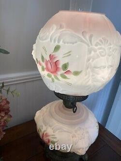 Vintage Embossed Milk Glass 3 Way Gone with the Wind Lamp