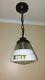 Vintage Exit Sign Pendant Light White Milk Glass And Prismatic Glass 1940s