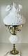 Vintage Fenton 20 Milk Glass Hurricane Table Lamp Marble Base Raised Poppy