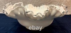 Vintage FENTON Silver Crest Milk Glass Ruffled Fruit Compote Dessert Set Rare