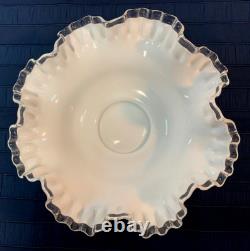 Vintage FENTON Silver Crest Milk Glass Ruffled Fruit Compote Dessert Set Rare