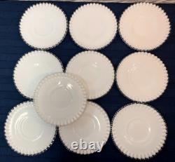 Vintage FENTON Silver Crest Milk Glass Ruffled Fruit Compote Dessert Set Rare