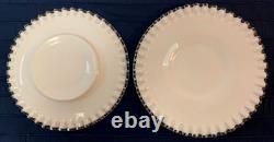 Vintage FENTON Silver Crest Milk Glass Ruffled Fruit Compote Dessert Set Rare