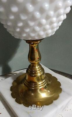 Vintage FENTON White Milk Glass Hobnail STUDENT Lamp