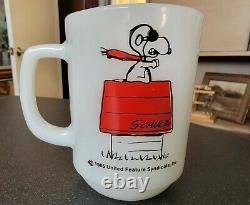 Vintage FIRE KING Cup SNOOPY Mug CURSE YOU RED BARON Anchor Hocking 1965 EXC+