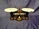 Vintage Fairbanks Standard Cast Iron White Milk Glass Double Pan Balance Scale