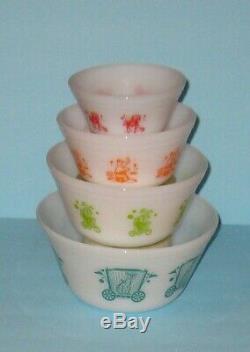 Vintage Federal Glass Circus Mixing Bowl Set Of 4 Free Shipping