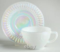 Vintage Federal Glass Moonglow Iridescent 43 Pc Dinnerware Set Milk Glass MCM