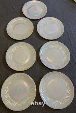 Vintage Federal Glass Moonglow Iridescent 43 Pc Dinnerware Set Milk Glass MCM
