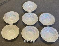 Vintage Federal Glass Moonglow Iridescent 43 Pc Dinnerware Set Milk Glass MCM