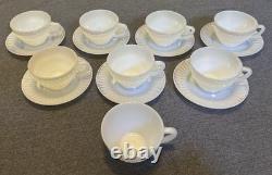 Vintage Federal Glass Moonglow Iridescent 43 Pc Dinnerware Set Milk Glass MCM