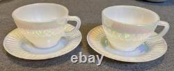 Vintage Federal Glass Moonglow Iridescent 43 Pc Dinnerware Set Milk Glass MCM