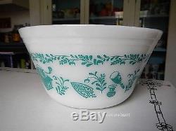 Vintage Federal Milk Glass Turquoise Antique Kitchen Aids Mixing Bowls Set of 5