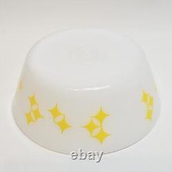 Vintage Federal Milk Glass Yellow Rare Atomic Stars Twinkle Diamonds 5 Bowl