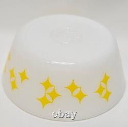 Vintage Federal Milk Glass Yellow Rare Atomic Stars Twinkle Diamonds 5 Bowl