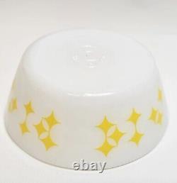 Vintage Federal Milk Glass Yellow Rare Atomic Stars Twinkle Diamonds 5 Bowl