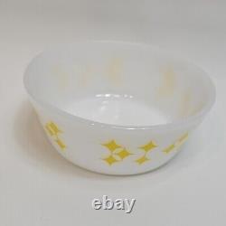 Vintage Federal Milk Glass Yellow Rare Atomic Stars Twinkle Diamonds 5 Bowl