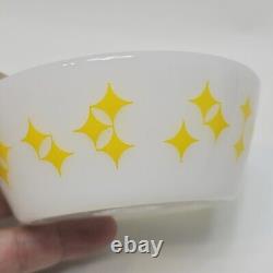 Vintage Federal Milk Glass Yellow Rare Atomic Stars Twinkle Diamonds 5 Bowl