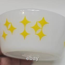 Vintage Federal Milk Glass Yellow Rare Atomic Stars Twinkle Diamonds 5 Bowl