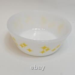 Vintage Federal Milk Glass Yellow Rare Atomic Stars Twinkle Diamonds 5 Bowl