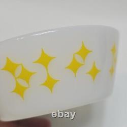 Vintage Federal Milk Glass Yellow Rare Atomic Stars Twinkle Diamonds 5 Bowl