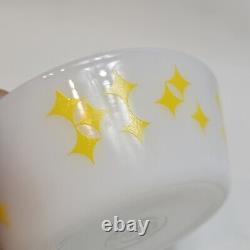 Vintage Federal Milk Glass Yellow Rare Atomic Stars Twinkle Diamonds 5 Bowl