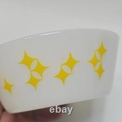 Vintage Federal Milk Glass Yellow Rare Atomic Stars Twinkle Diamonds 5 Bowl